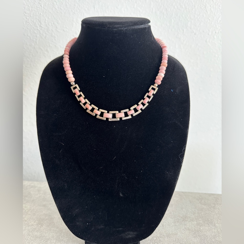 Elegant Pink Opal & Sterling Silver Necklace by Jay King